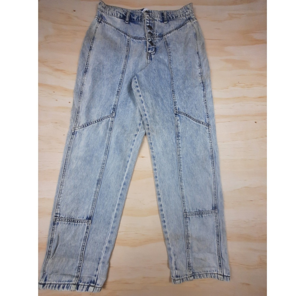 Cello Womens Light Wash High Rise Button‎ Fly Paneled Straight Leg Jeans Size 9
